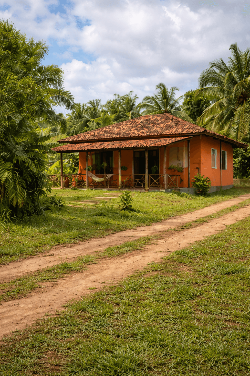 Sítio com vegetação e área aberta