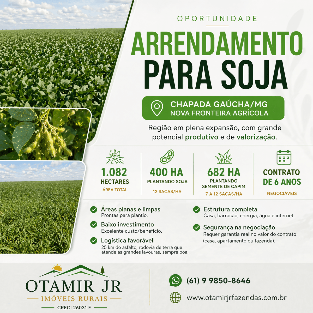 Arrendamento de terra para LAVOURA - Chapada Gaúcha/MG